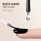 GAOY glossy top coat bottle close up displaying the glassy finish text label