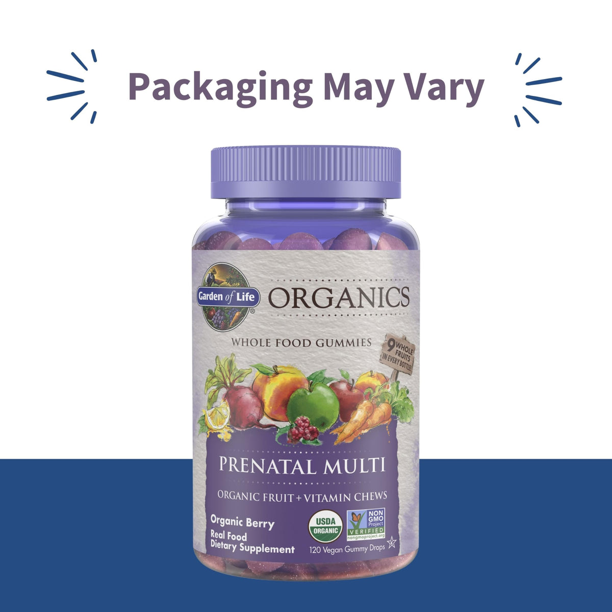 Garden of Life prenatal gummy bottle label nutrition facts