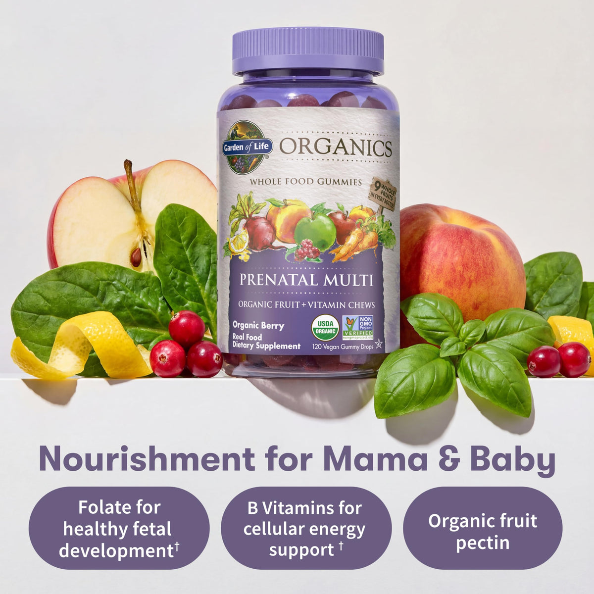 Garden of Life prenatal multivitamin gummies texture and color