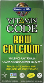 Vitamin Code Raw Calcium vegetarian capsules container showing certified non GMO and gluten free logos