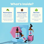 Side view of JoySpring Genius Drops bottle showing sugar free and non GMO certifications