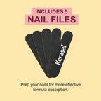 Instructional view of Kerasal nail file prepping a thick nail for treatment