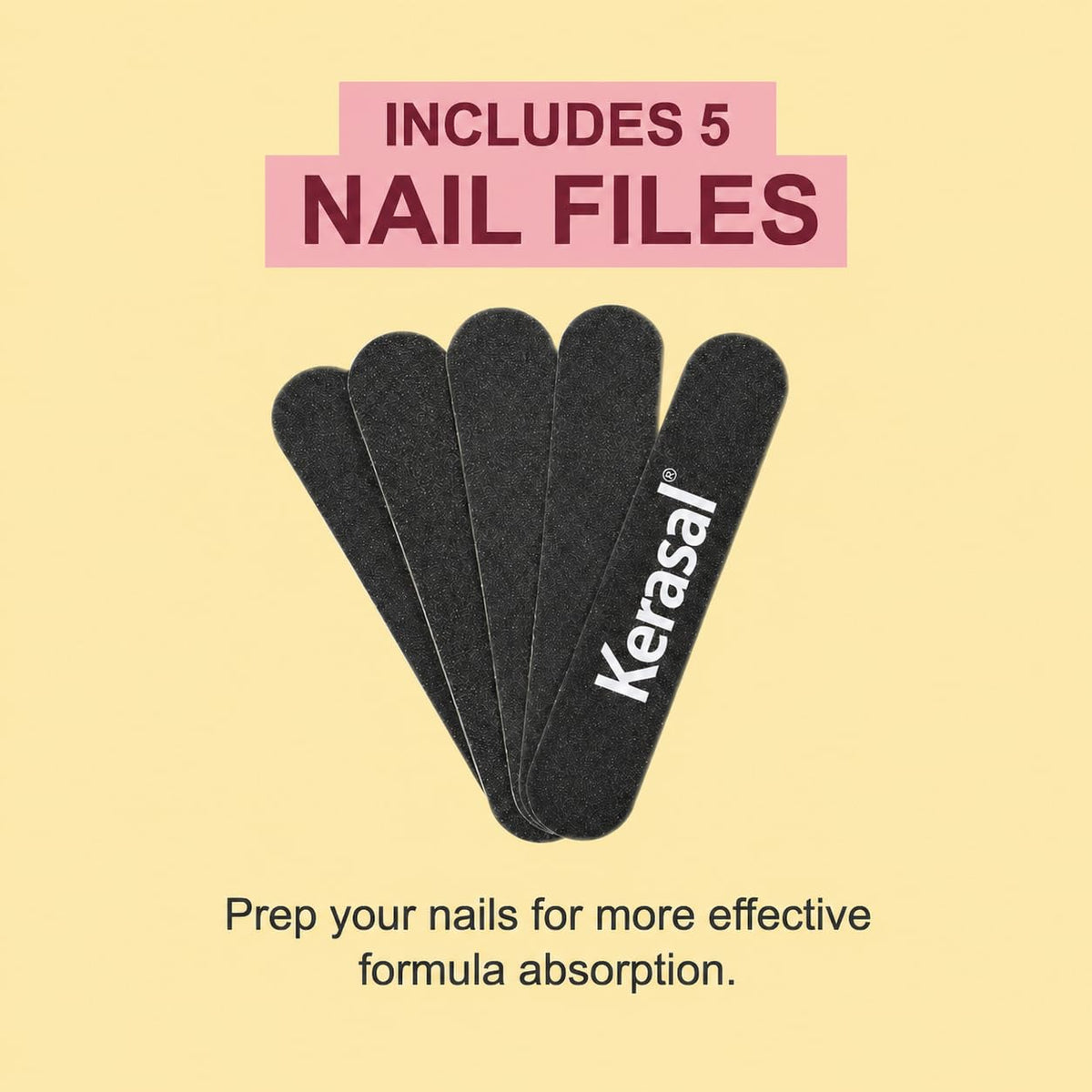 Instructional view of Kerasal nail file prepping a thick nail for treatment