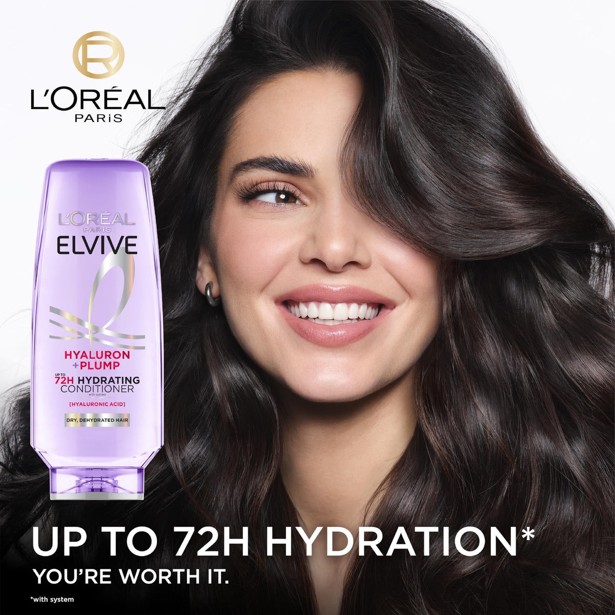 Back label of Loreal Elvive Hyaluron Plump Conditioner