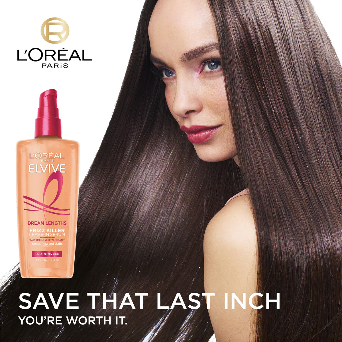 L'Oreal Elvive Dream Lengths 100ml bottle highlighting vegetal keratin and cocoa butter benefits.