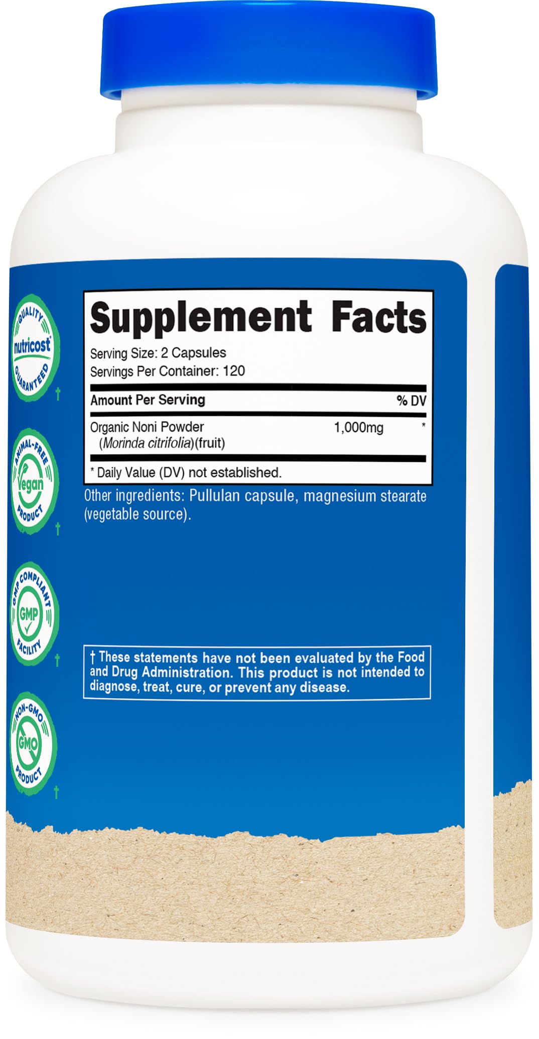 Nutricost herbal digestive health supplement bottle showing USA manufactured premium quality marks