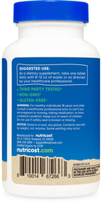 Nutricost non GMO gluten free spirulina tablets dietary supplement back panel