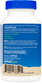Authentic USA imported Nutricost saw palmetto bottle packaging with non-GMO and gluten-free seals
