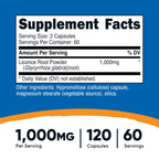 Nutricost Licorice Root supplement label dietary facts