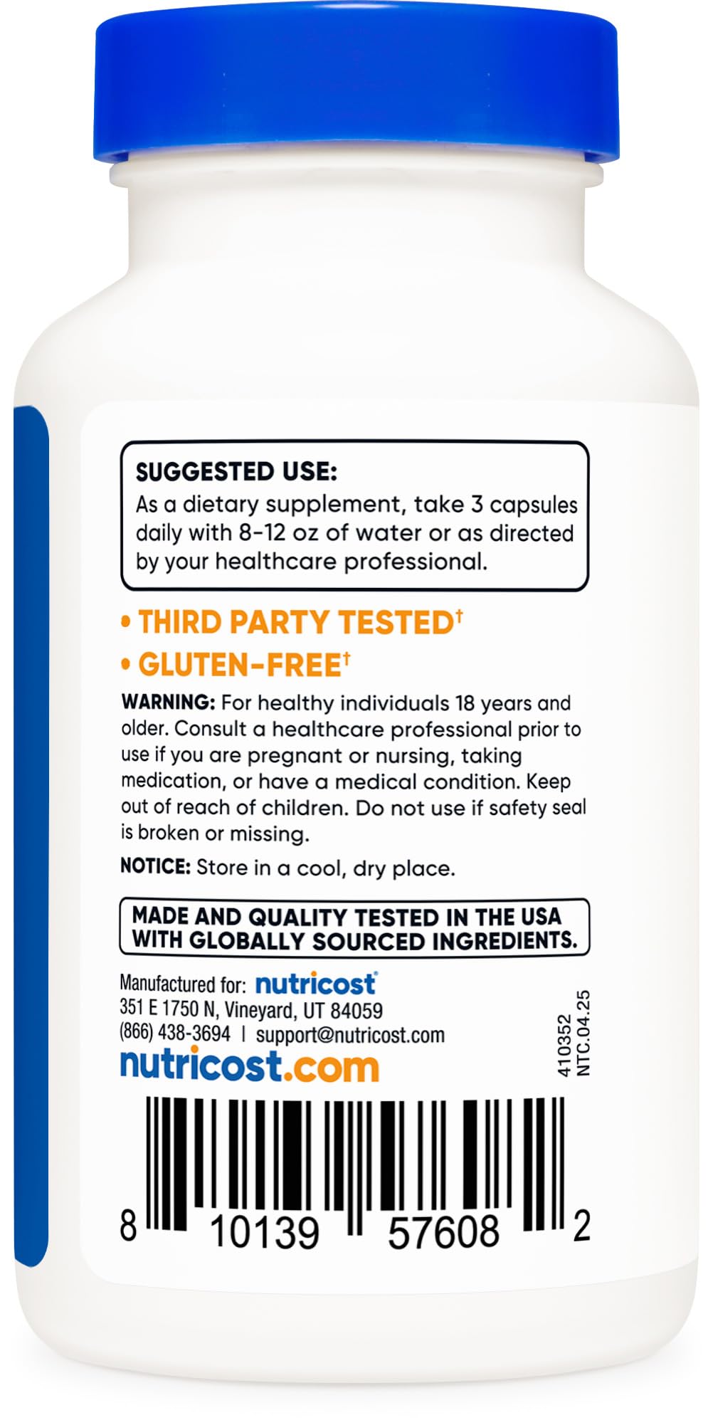Detailed view of Nutricost Haritaki 90 capsules packaging