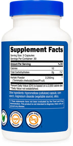 Nutricost Haritaki vegan and non-GMO certification details