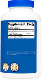 Nutricost Korean Panax Red Ginseng 1000mg extra strength supplement side view