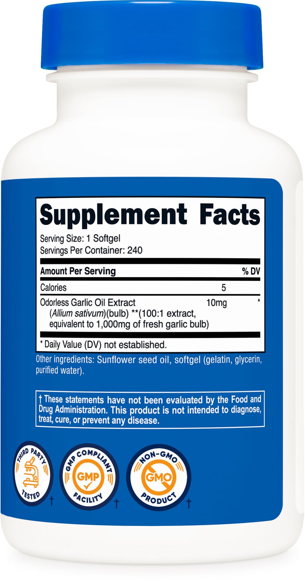 Authentic Nutricost imported garlic supplement bottle showing immune system support benefits