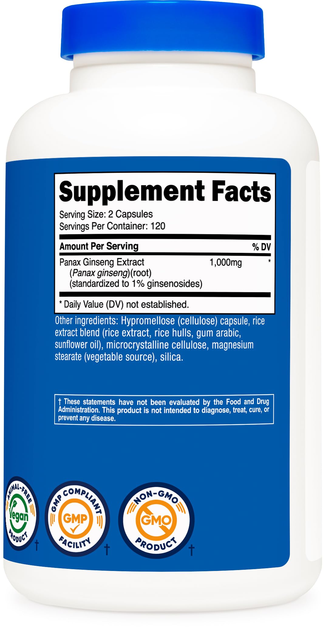Authentic Nutricost Panax Ginseng 240 capsule bottle
