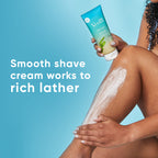Gillette Venus with Olay women shaving cream tubes illustrating the sea-inspired algae and niacinamide formulation features