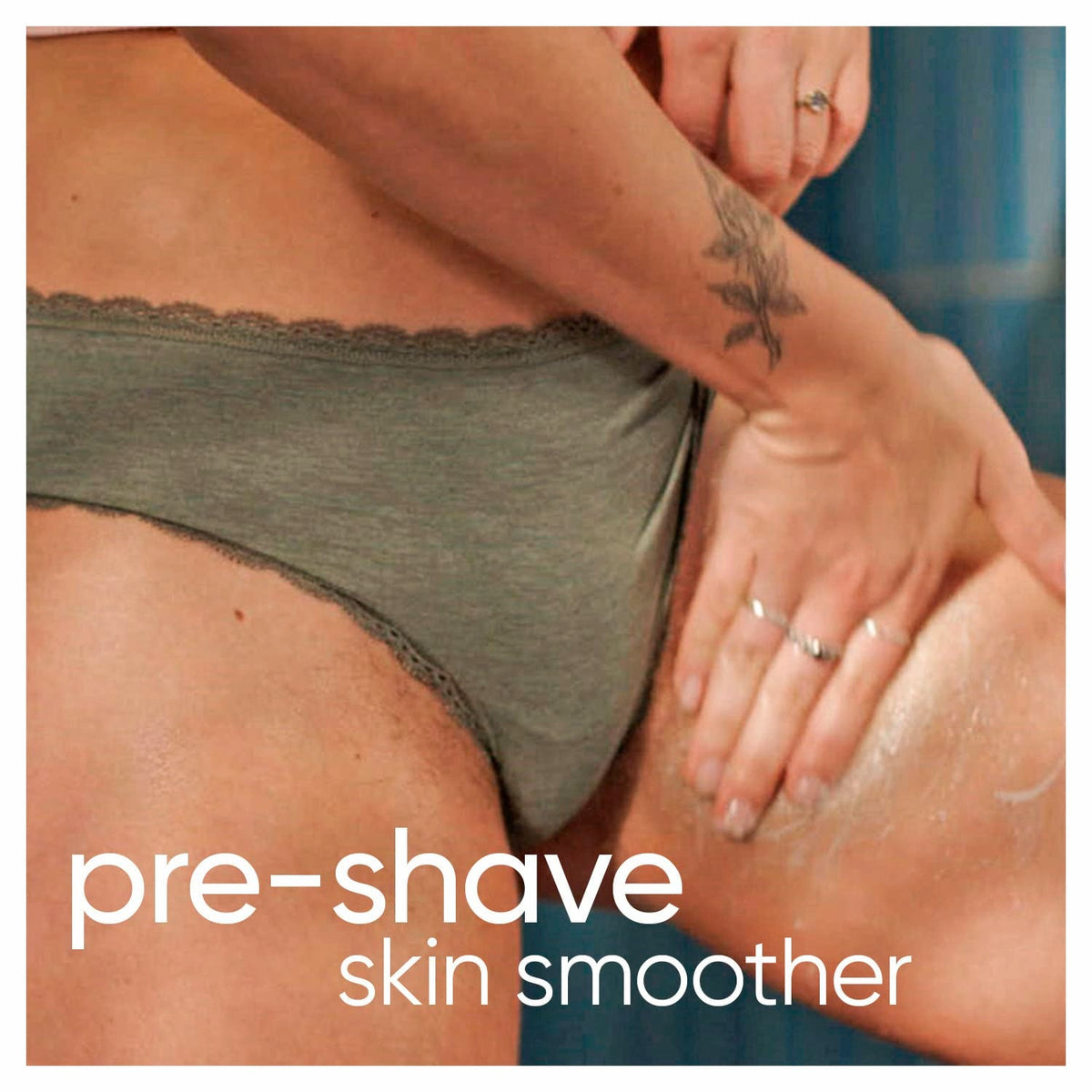 Gillette Venus intimate pre-shave scrub packaging showing dermatologist and gynecologist tested certifications.