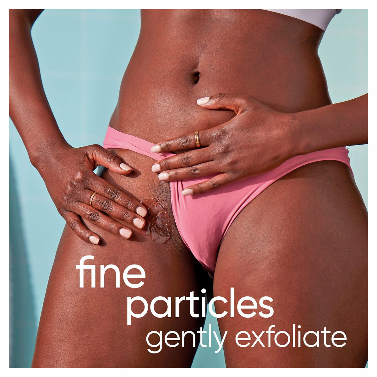 Close-up of the directions and ingredient list on the back of the Gillette Venus pubic skin exfoliant.