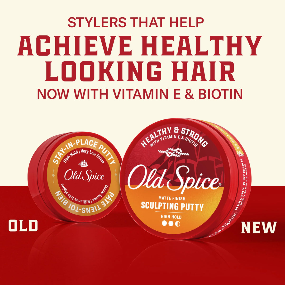 Old Spice hair putty high hold matte finish label