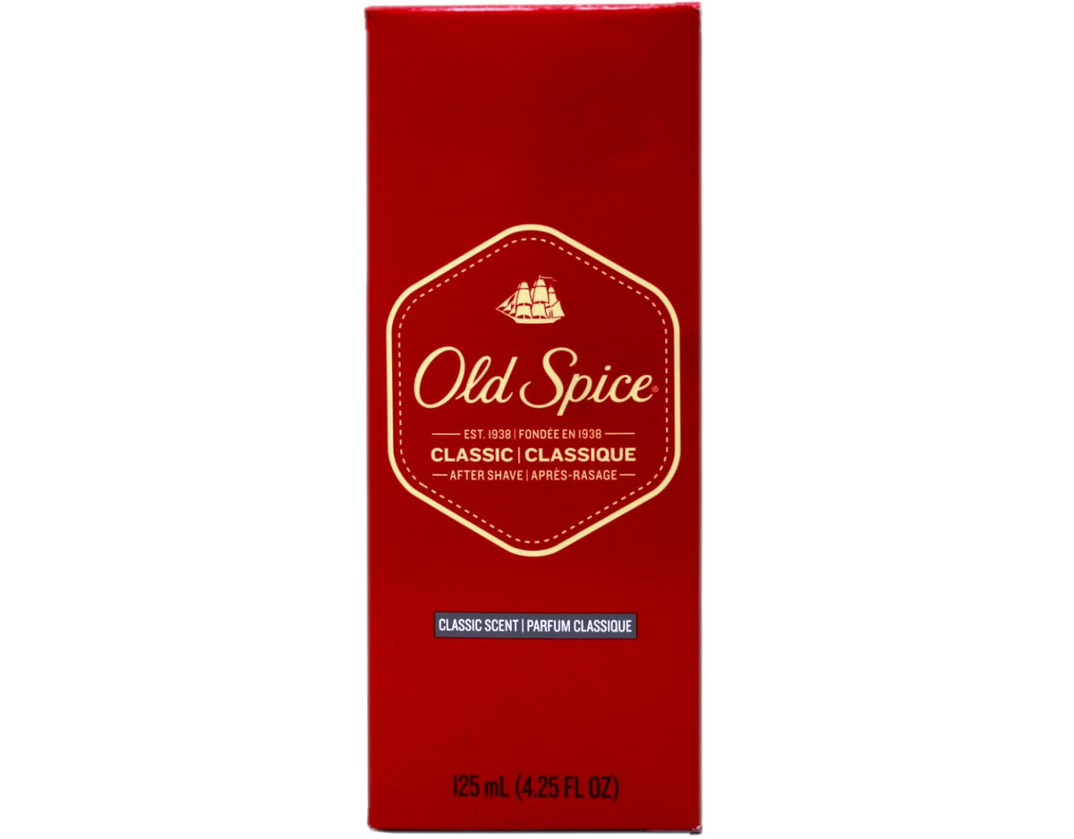 Old Spice splash on lotion bottle showing traditional ship logo
