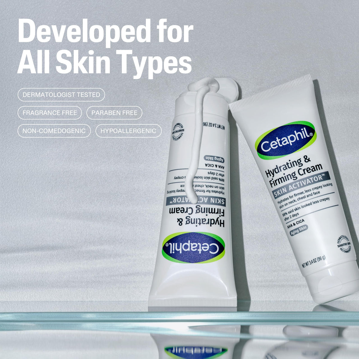 Cetaphil anti-aging face and neck cream with Mandelic Acid and CICA packaging details