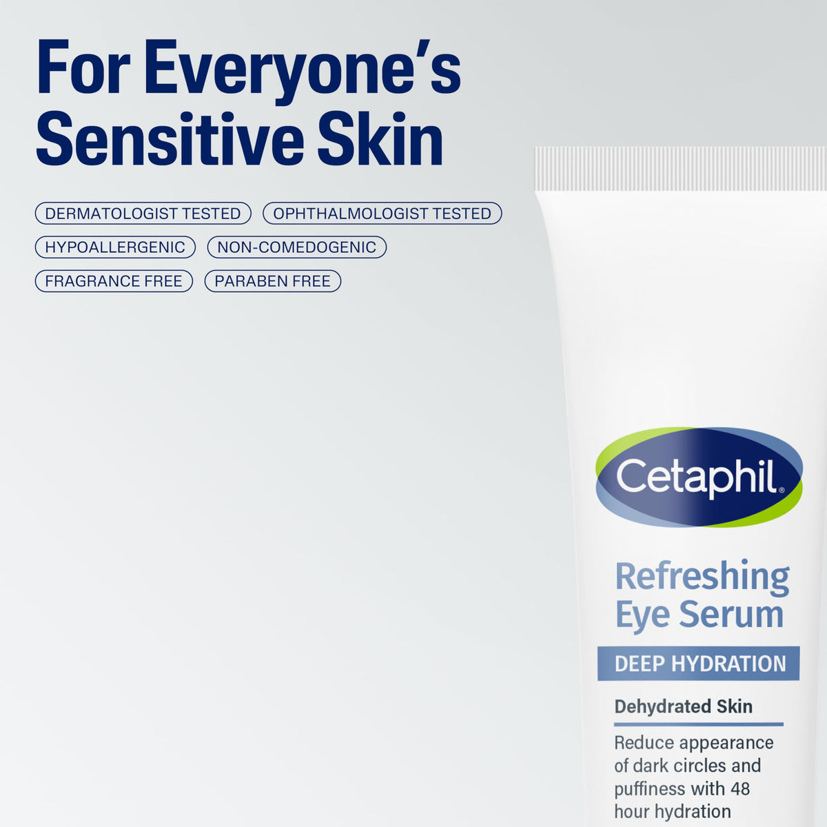 Side view of Cetaphil deep hydration eye serum for sensitive skin