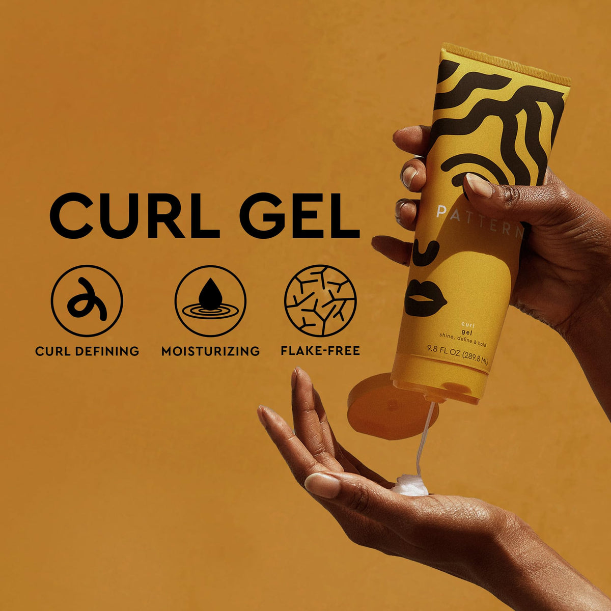 PATTERN Beauty styling gel tube demonstrating the 290 milliliter product size.