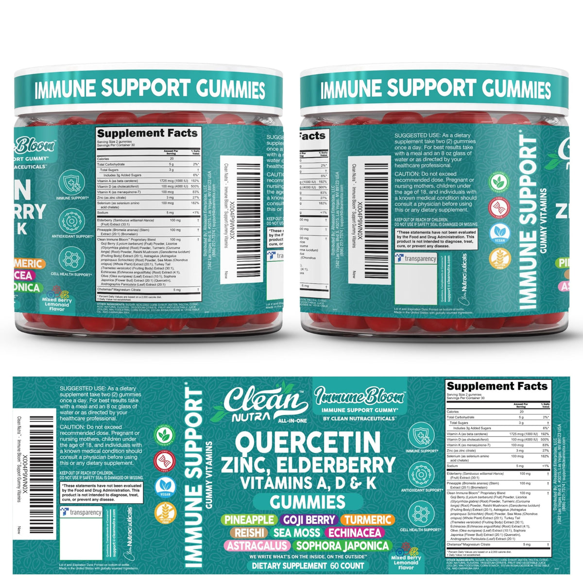 Premium imported American immune defense chewable vitamins bottle isolated against a clean background.