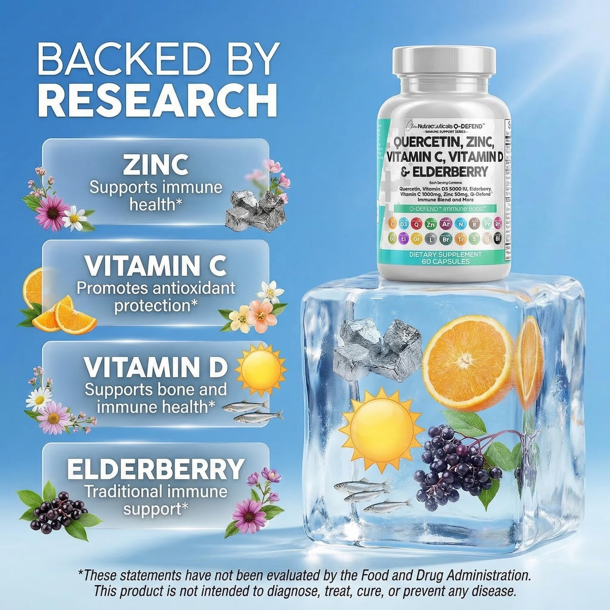 Clean Nutraceuticals Q Defend packaging top angle showing genuine premium imported seal