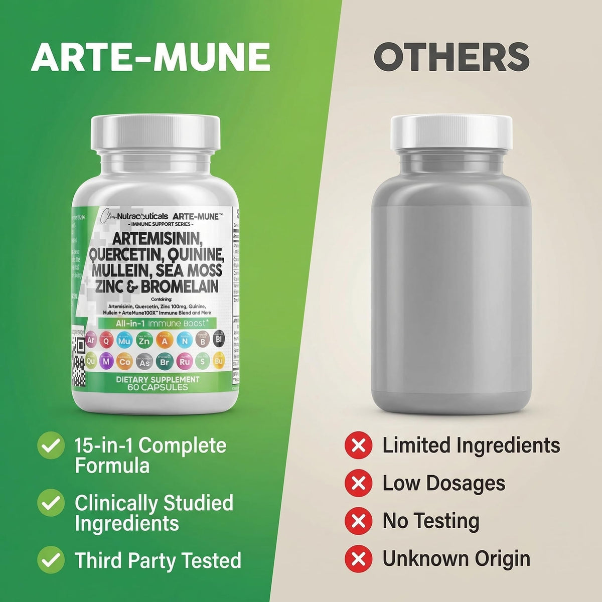 Clean Nutraceuticals immune complex bottle showing expiration date info