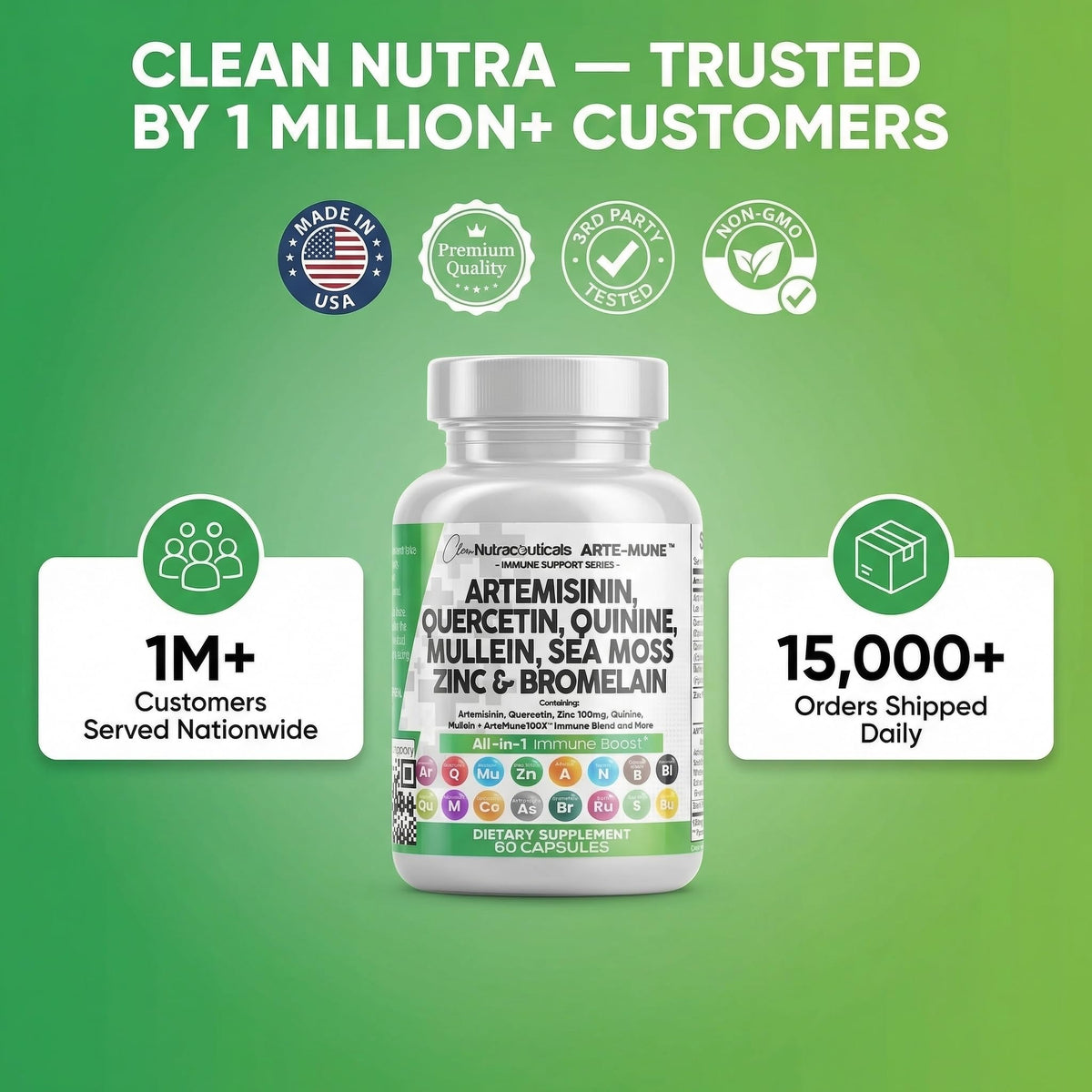Premium dietary supplement containing sea moss ashwagandha and bromelain
