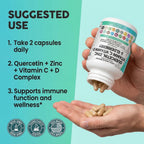 Clean Nutraceuticals Q Defend bottle side view detailing non-GMO and gluten-free certifications