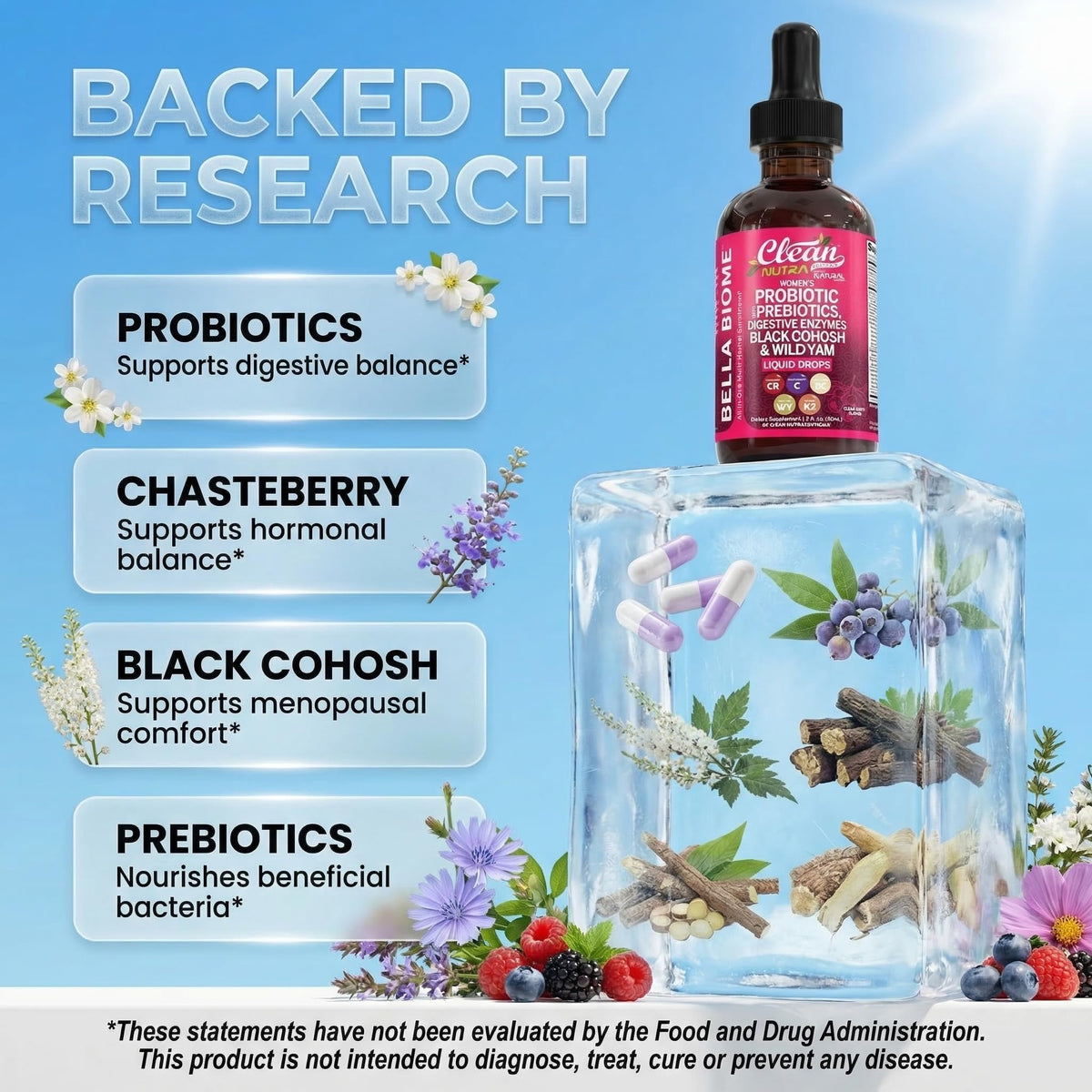 Bella Biotics liquid drops for hormonal balance