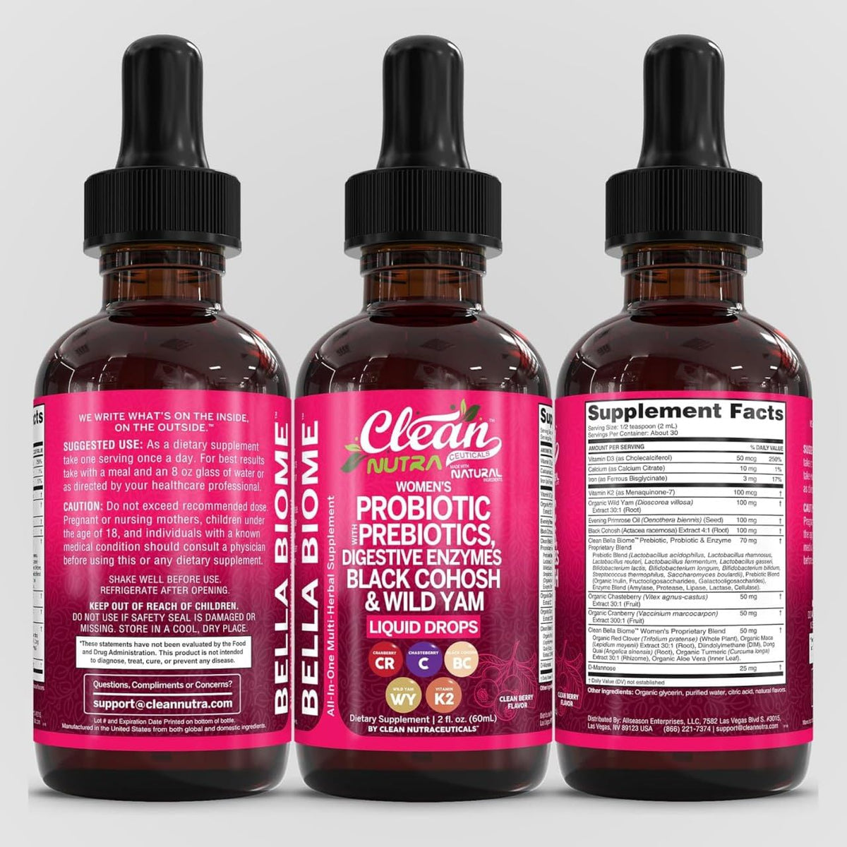 Clean Nutraceuticals Bella Biotics packaging for women
