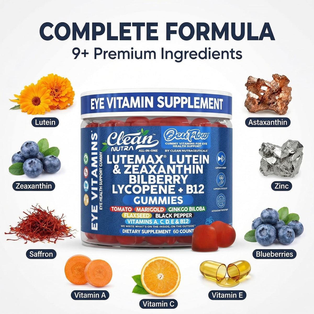Authentic USA imported eye health gummies packaging