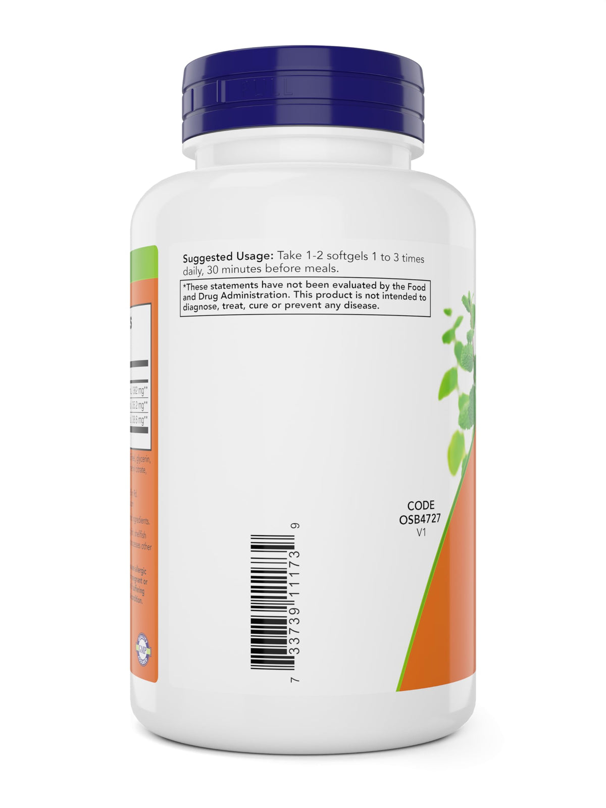 NOW Foods enteric coated peppermint softgels with ginger and fennel oils packaging