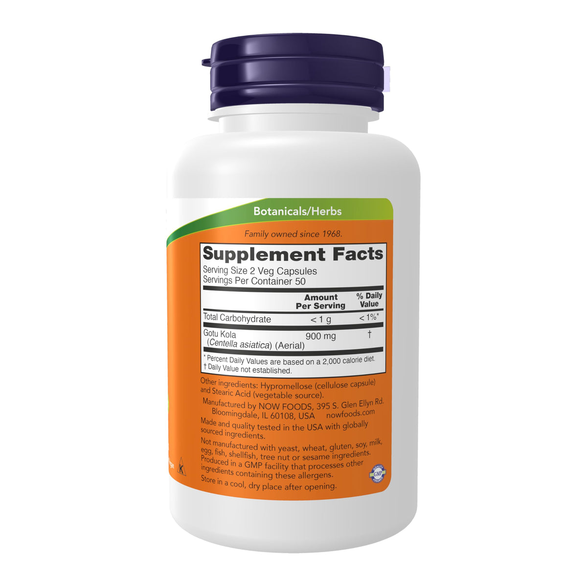 NOW Foods Centella asiatica 100 vegetarian capsules dietary supplement details