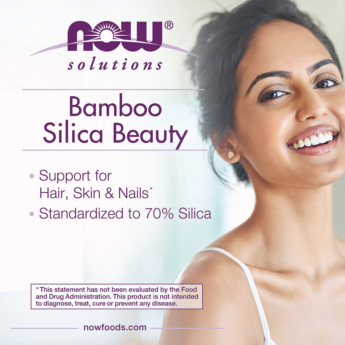 Now Foods Bamboo Silica Beauty nutritional facts label