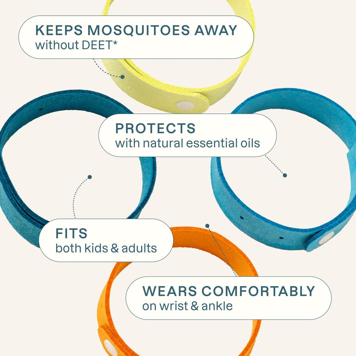 Ten pack of colorful microfiber mosquito repellent bands