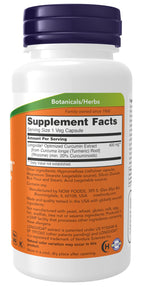 Now Foods CurcuBrain cognitive support supplement label details