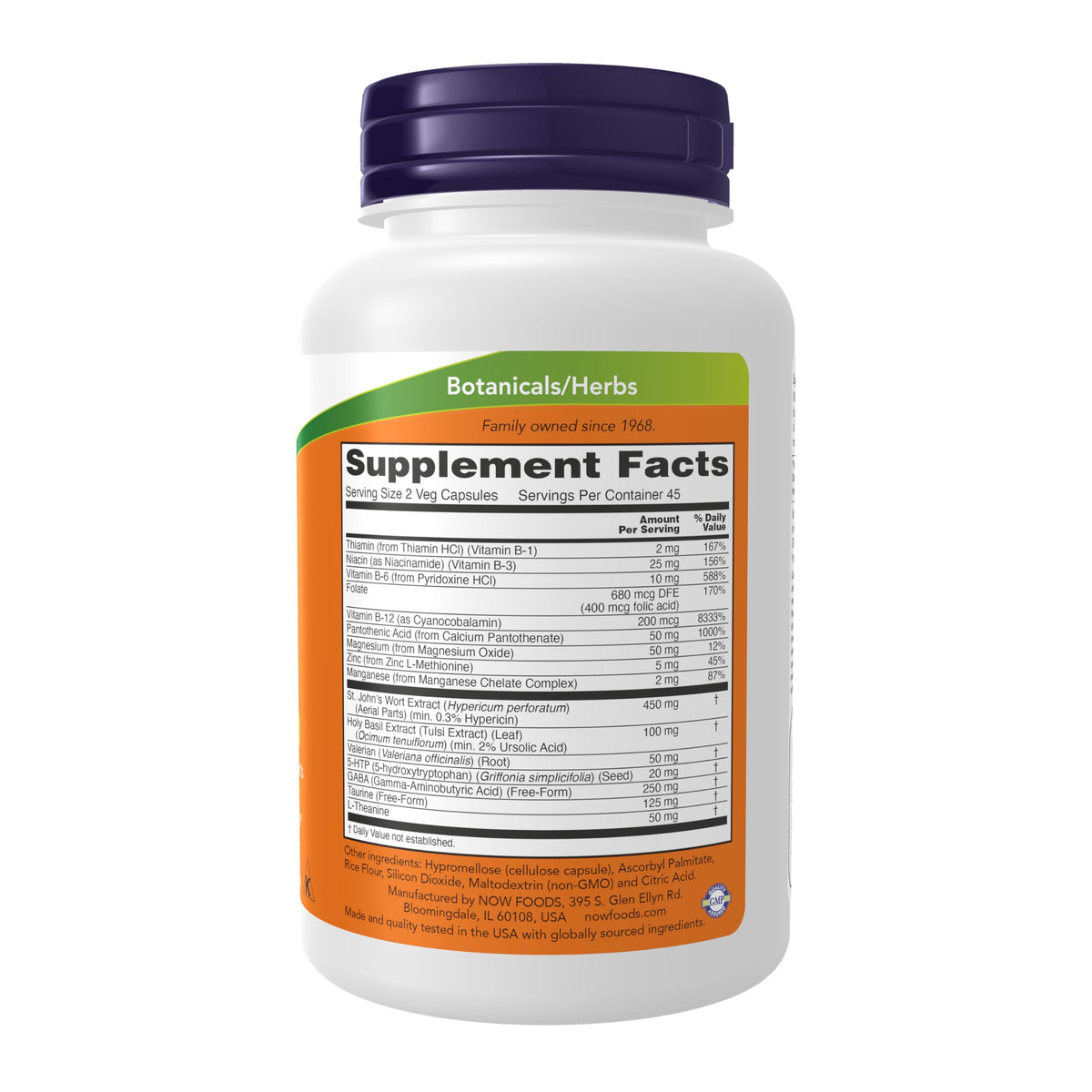Now Foods Mood Support supplement label details