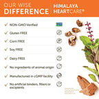 Himalaya HeartCare 240 caps packaging detailing the vegan and dairy free certifications.