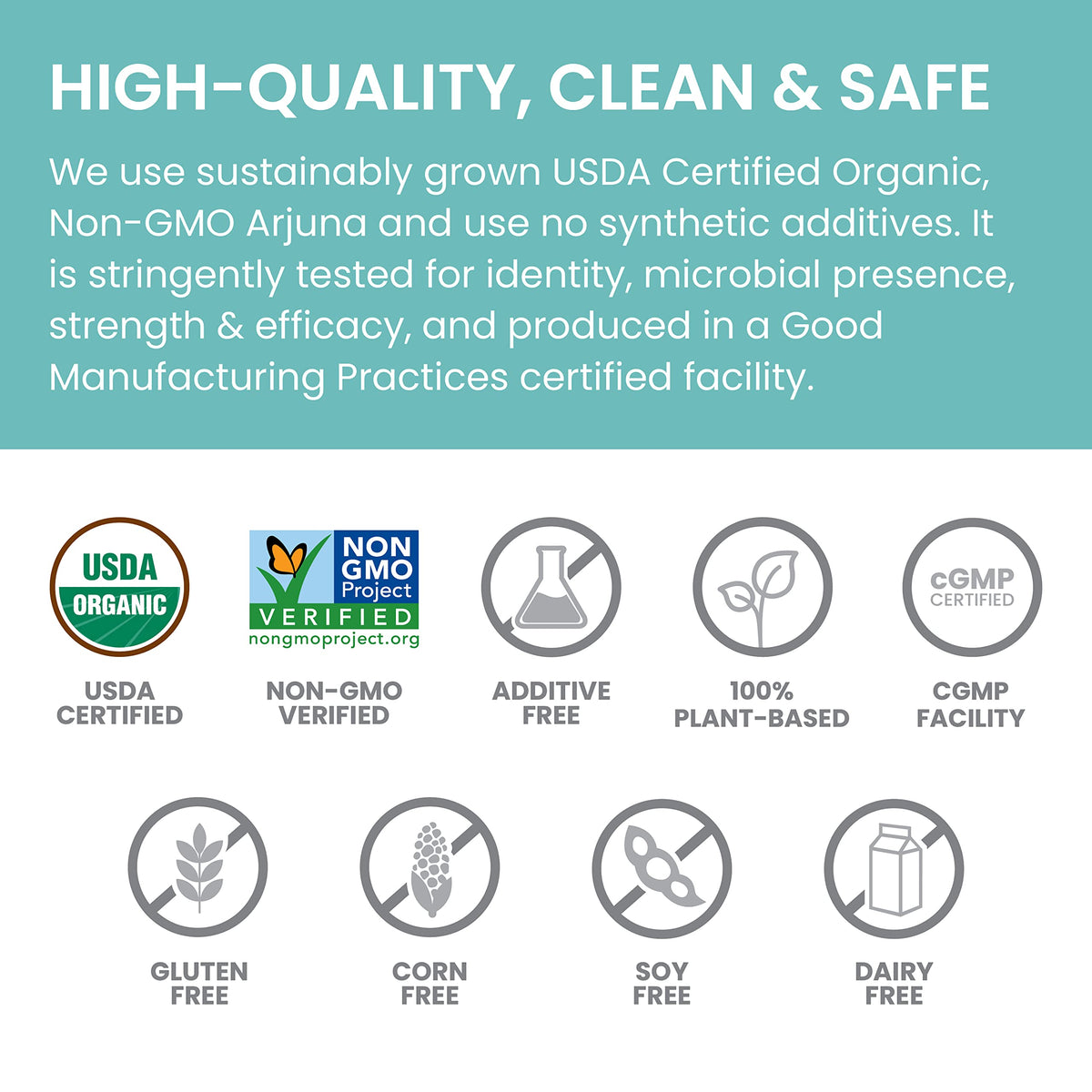 Himalaya Organic Arjuna bottle placed on a clean background demonstrating its 2-month supply size