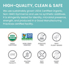 Close up of the non GMO and vegan certifications on the Himalaya Gymnema 60 count packaging