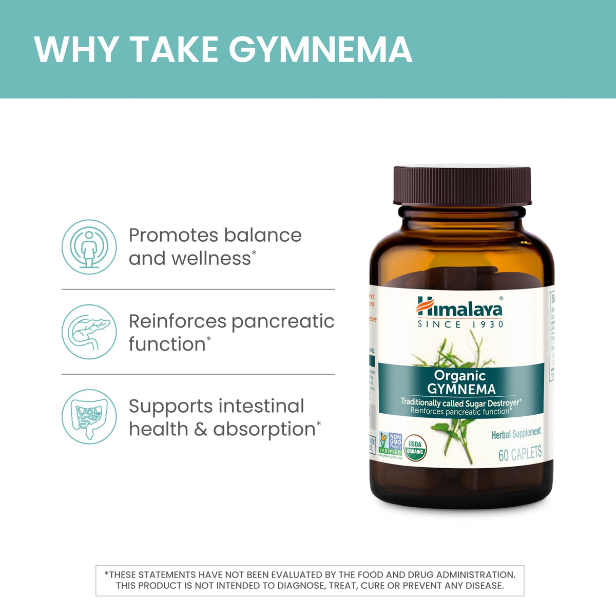 Side angle view of USA imported Himalaya Gymnema Sylvestre vegan capsule packaging.