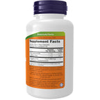Now Foods Astragalus supplement bottle showcasing the supplement facts and daily usage instructions side label
