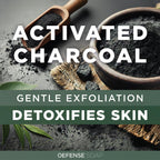 Defense Soap Antifungal Bar showing product dimensions and active ingredient details.