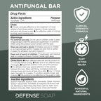 Defense Soap Tolnaftate bar for clearing sweat-induced fungal skin infections.