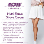 NOW Foods Nutri-Shave tube showing natural ingredients and non-foaming formula details