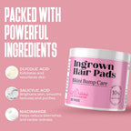 Divine Derriere ingrown hair solution tub containing fifty clarifying single use pads