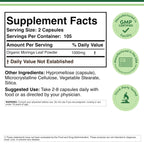 Double Wood Supplements Moringa 105 count label details with nutritional profile and amino acids list